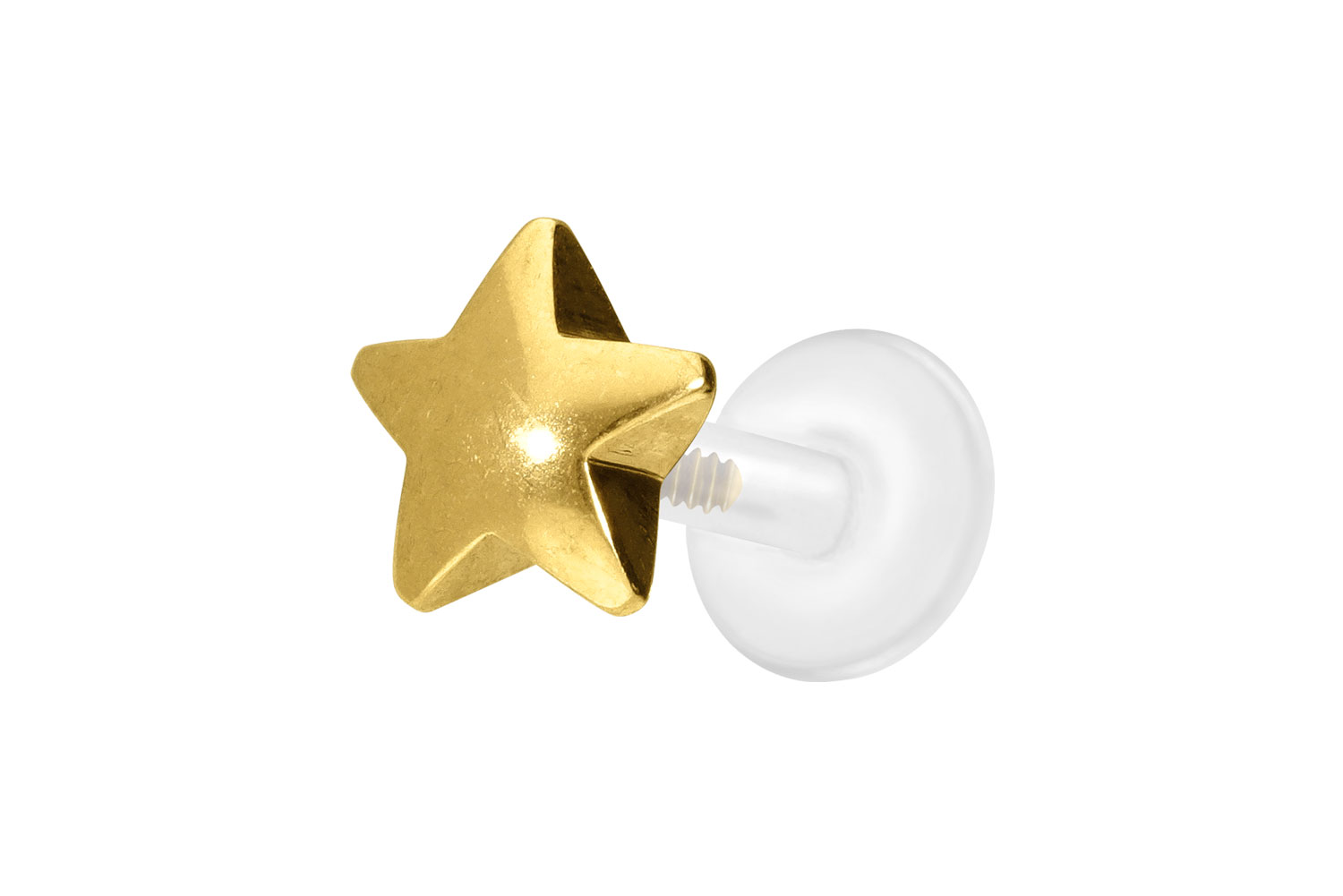 PTFE Labret Piercing mit Innengewinde + Titan-Aufsatz STERN